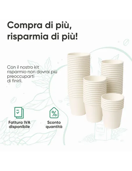 100 Bicchieri in Cartoncino 360 ml con Coperchio in Plastica – Ecologici e Riciclabili | Ecodrinks