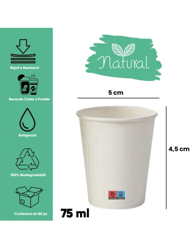 100 Bicchieri in Cartoncino 90 ml con Coperchio in Plastica – Ecologici e Riciclabili | Ecodrinks
