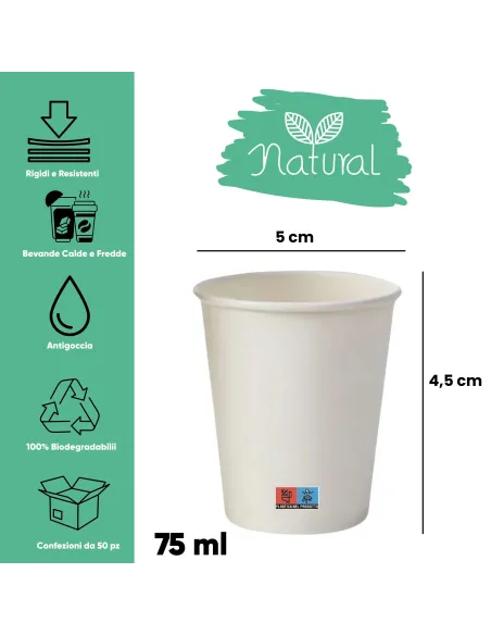 100 Bicchieri in Cartoncino 90 ml con Coperchio in Plastica – Ecologici e Riciclabili | Ecodrinks