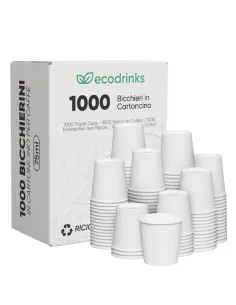 1000 Bicchierini di Carta 75ml Bianchi - Perfetti per il Tuo Caffè
