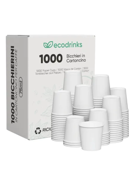 1000 Bicchierini di Carta 75ml Bianchi - Perfetti per il Tuo Caffè