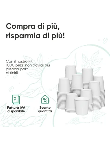 1000 Bicchierini di Carta 75ml Bianchi - Perfetti per il Tuo Caffè