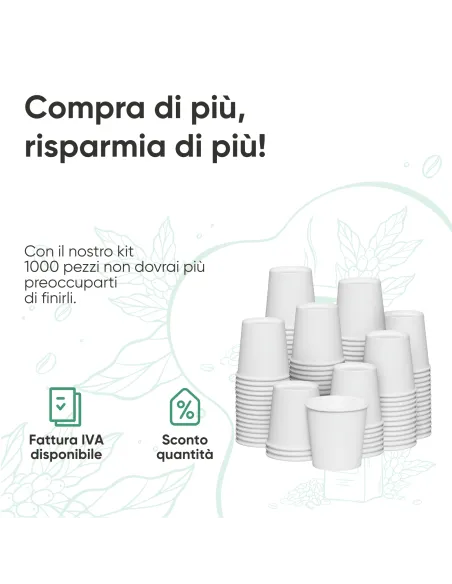 1000 Bicchierini di Carta 75ml Bianchi - Perfetti per il Tuo Caffè