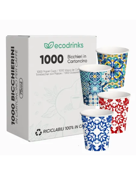 1000 Bicchierini Monouso 75ml in Carta | Maiolica Limited Edition - Stile e Tradizione