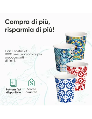 1000 Bicchierini Monouso 75ml in Carta | Maiolica Limited Edition - Stile e Tradizione