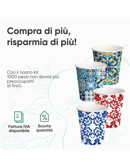 1000 Bicchierini Monouso 75ml in Carta | Maiolica Limited Edition - Stile e Tradizione