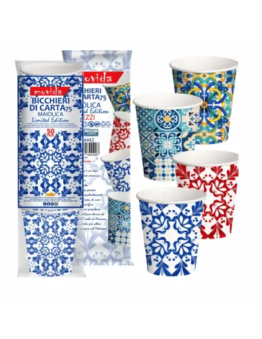 1000 Bicchierini Monouso 75ml in Carta | Maiolica Limited Edition - Stile e Tradizione