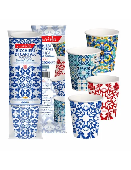 1000 Bicchierini Monouso 75ml in Carta | Maiolica Limited Edition - Stile e Tradizione
