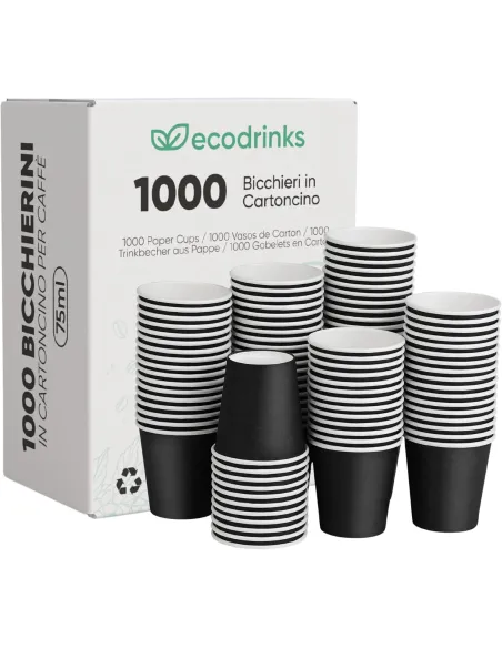 1000 Bicchierini di Carta 75ml Neri - Perfetti per il Tuo Caffè