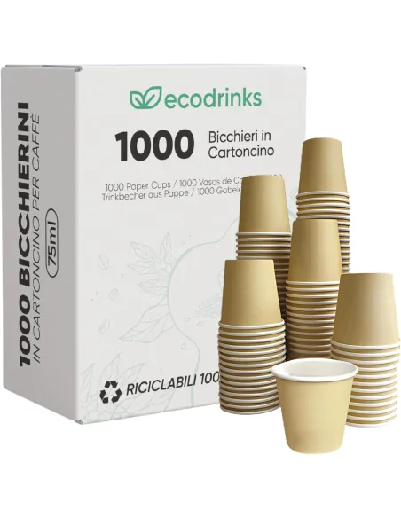 1000 Bicchierini di Carta 75ml Avana - Perfetti per il Tuo Caffè