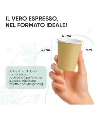 1000 Bicchierini di Carta 75ml Avana - Perfetti per il Tuo Caffè