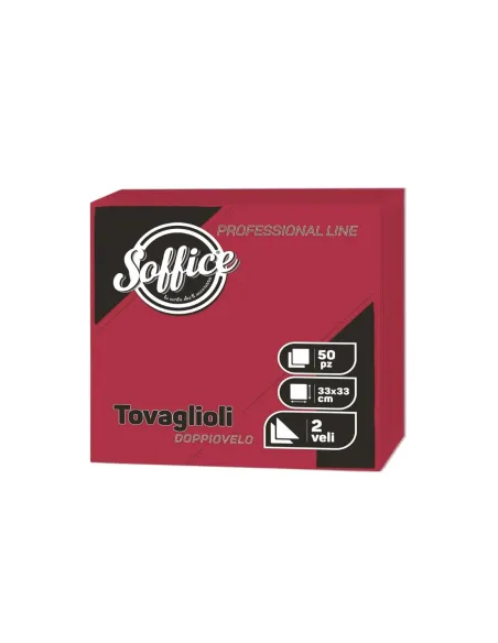 50 Tovaglioli Rossi 33x33 Soffice Doppio Velo in Pura Cellulosa| Tovaglioli Colorati per Bar