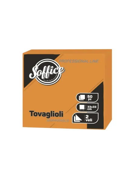 50 Tovaglioli Arancione 33x33 Soffice Doppio Velo in Pura Cellulosa| Tovaglioli Colorati per Bar