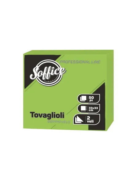 50 Tovaglioli Verde Lime 33x33 Soffice Doppio Velo in Pura Cellulosa| Tovaglioli Colorati per Bar