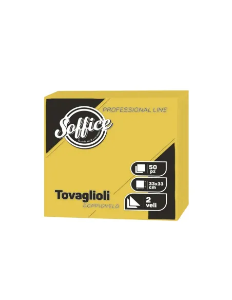 50 Tovaglioli Giallo Limone 33x33 Soffice Doppio Velo in Pura Cellulosa| Tovaglioli Colorati per Bar