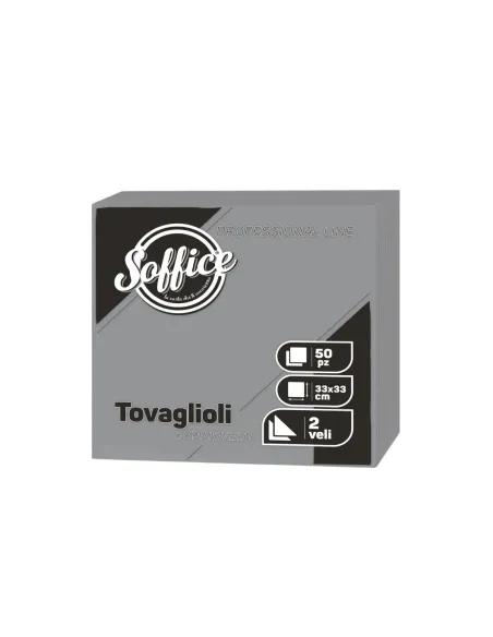 50 Tovaglioli Grigio 33x33 Soffice Doppio Velo in Pura Cellulosa| Tovaglioli Colorati per Bar