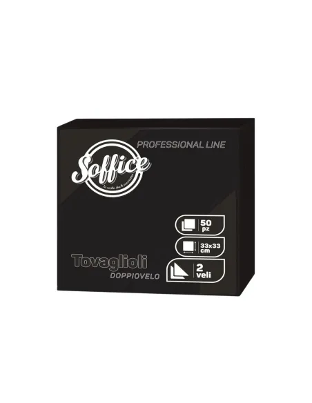 50 Tovaglioli Neri 33x33 Soffice Doppio Velo in Pura Cellulosa| Tovaglioli Colorati per Bar