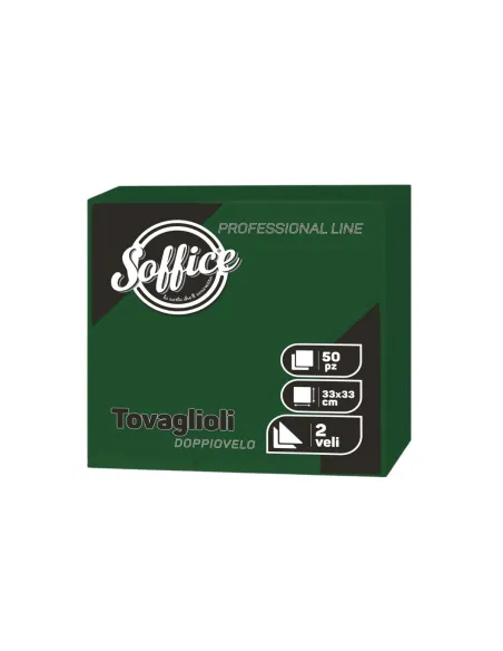 50 Tovaglioli Verde Foresta 33x33 Soffice Doppio Velo in Pura Cellulosa| Tovaglioli Colorati per Bar