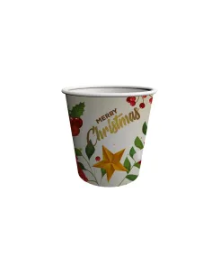 50 Bicchieri di Carta Natalizi Merry Christmas Stella Dorata 75ml | Bicchieri Monouso Decorati per Feste