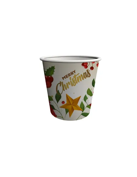 50 Bicchieri di Carta Natalizi Merry Christmas Stella Dorata 75ml | Bicchieri Monouso Decorati per Feste