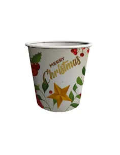 50 Bicchieri di Carta Natalizi Merry Christmas Stella Dorata 180 ml | Bicchieri Monouso Decorati per Bar