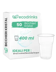 50 Bicchieri Plastica SemiRigida Kristal da 400 ml - Aristea - Eleganza e Resistenza
