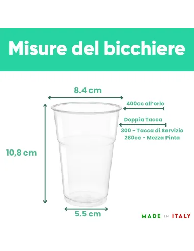 50 Bicchieri Plastica SemiRigida Kristal da 400 ml - Aristea - Eleganza e Resistenza