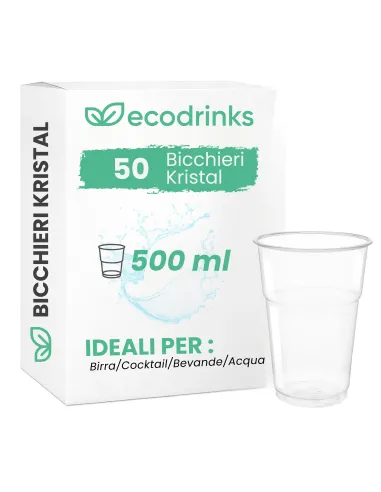 50 Bicchieri Plastica SemiRigida Kristal da 500 ml - Aristea - Eleganza e Resistenza