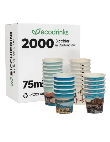 2000 Bicchierini di Carta 75ml Napoli City  - Perfetti per il Tuo Caffè