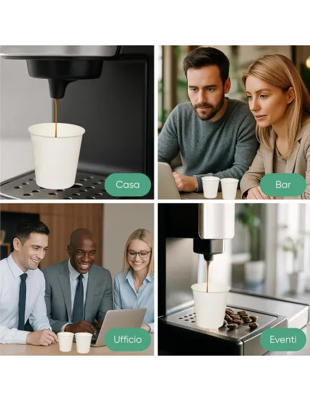 50 Bicchieri in Cartoncino 200 ml Avana – Grafica Caffè | Ideali per Cappuccino, Americano e Bevande Calde