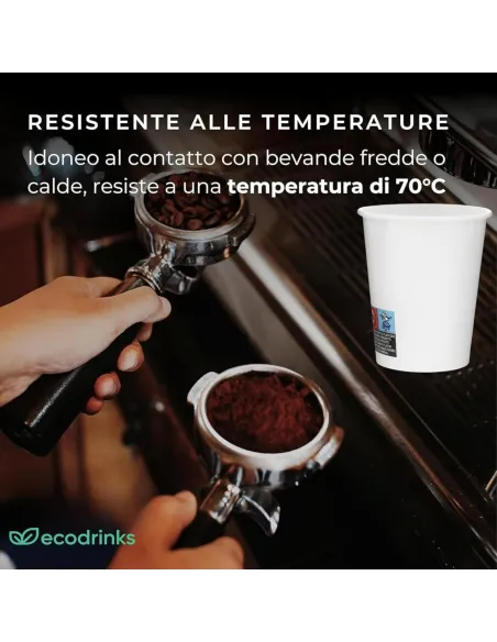 50 Bicchieri in Cartoncino 200 ml Avana – Grafica Caffè | Ideali per Cappuccino, Americano e Bevande Calde
