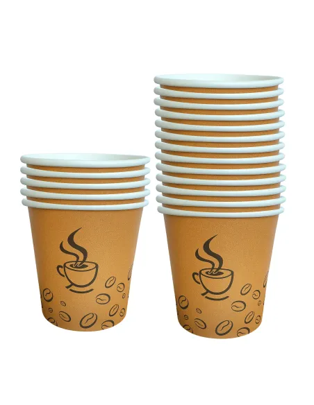 50 Bicchieri in Cartoncino 120 ml Avana – Grafica Caffè | Ideali per Espresso Lungo