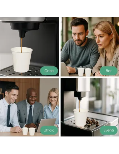 50 Bicchieri in Cartoncino 120 ml Avana – Grafica Caffè | Ideali per Espresso Lungo, Ginseng e Bevande Calde