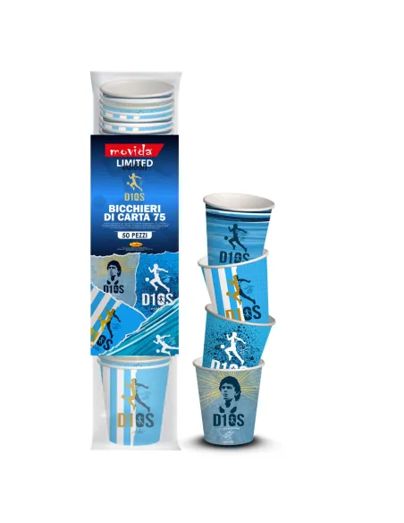 50 Bicchierini Monouso 75ml in Carta | D10S Limited Edition Bicchieri Decorati Maradona