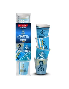 50 Bicchieri di Carta 180 ml – Movida LIMITED Edition D10S Argento | Bicchieri Decorati Maradona