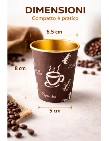 50 Bicchieri Termici in Carta 210 ml per Bevande Calde – Interno Rivestito – Ideali per Cappuccino, Caffè e Take Away