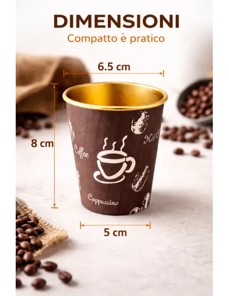 50 Bicchieri Termici in Carta 210 ml per Bevande Calde – Interno Rivestito – Ideali per Cappuccino, Caffè e Take Away