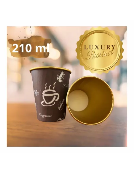 50 Bicchieri Termici in Carta 210 ml per Bevande Calde – Interno Rivestito – Ideali per Cappuccino, Caffè e Take Away