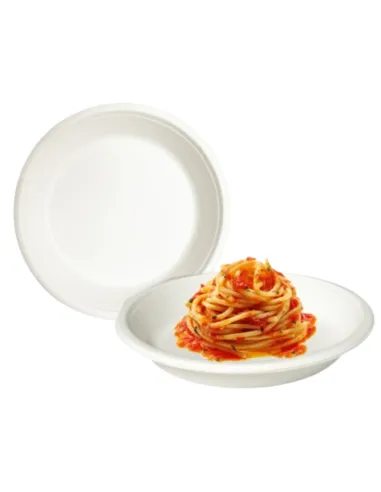 50 Piatti Fondi in Polpa di Cellulosa 18 cm - Eco-Friendly e Pratici