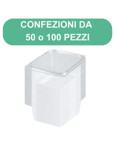 50 Vaschette 1500cc Alte - Trasparenti Quadrate con Coperchio - Praticità e Versatilità