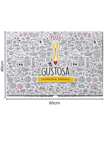 50 Cartoni Pizza 40x60 cm con Chiusura Americana – Scatole Pizza Resistenti per Pizzeria e Asporto