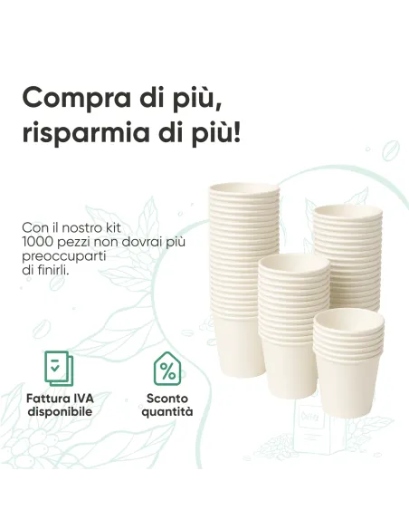 50 Bicchierini di Carta 75ml Bianchi - Perfetti per il Tuo Caffè