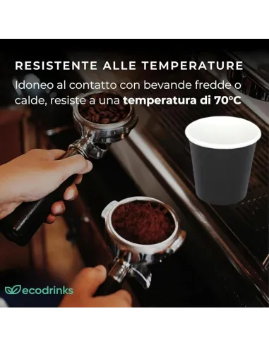 50 Bicchierini di Carta 75ml Neri - Perfetti per il Tuo Caffè