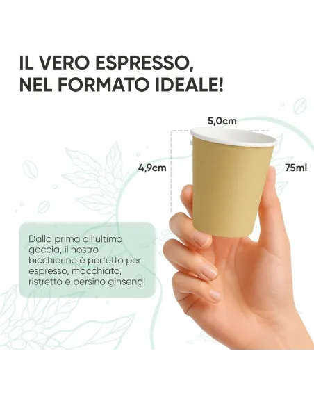 50 Bicchierini di Carta 75ml Avana - Perfetti per il Tuo Caffè