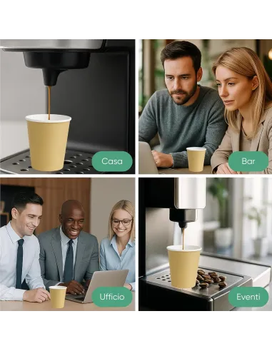 50 Bicchierini di Carta 75ml Avana - Perfetti per il Tuo Caffè