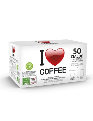 150 Cialde I Love Coffee Miscela Rossa + Accessori