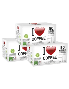 150 Cialde I Love Coffee Miscela Rossa + Accessori