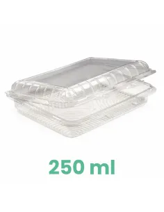 50 Vaschette Rettangolari PET con Coperchio Bombato 250 g – 22×15×5 cm Salvafreschezza per Gastronomia