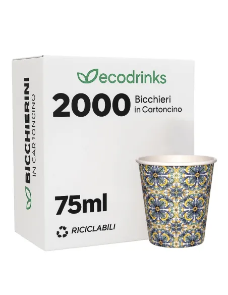 2000 Bicchierini di Carta 75ml Maiolica D2 - Perfetti per il Tuo Caffè
