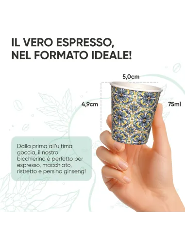 2000 Bicchierini di Carta 75ml Maiolica D2 - Perfetti per il Tuo Caffè
